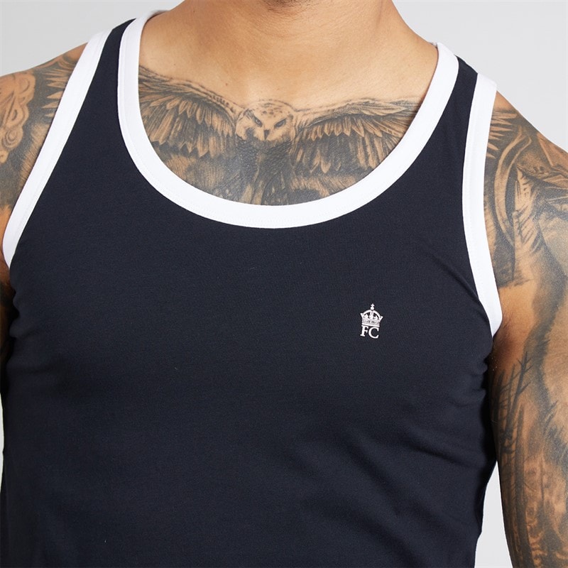 French Connection Heren Ringer Vest Marine/Wit - Afbeelding 3