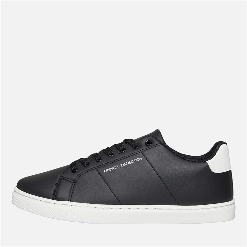 French Connection Heren Contrast Heel Tennis Sneakers Zwart