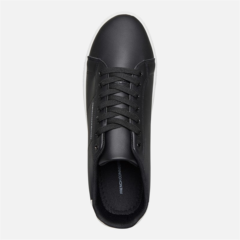 French Connection Heren Contrast Heel Tennis Sneakers Zwart - Afbeelding 4