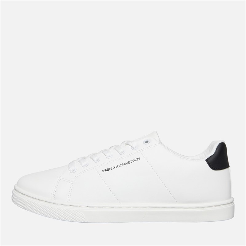 French Connection Heren Contrast Heel Tennis Sneakers Wit - Afbeelding 1