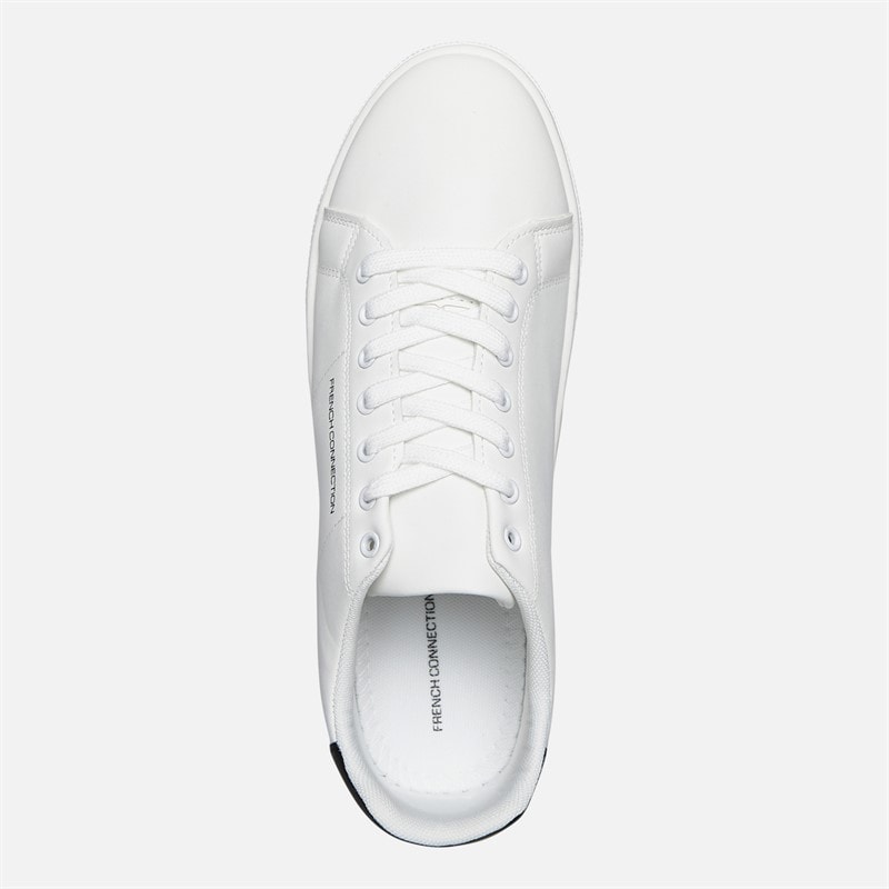 French Connection Heren Contrast Heel Tennis Sneakers Wit - Afbeelding 4