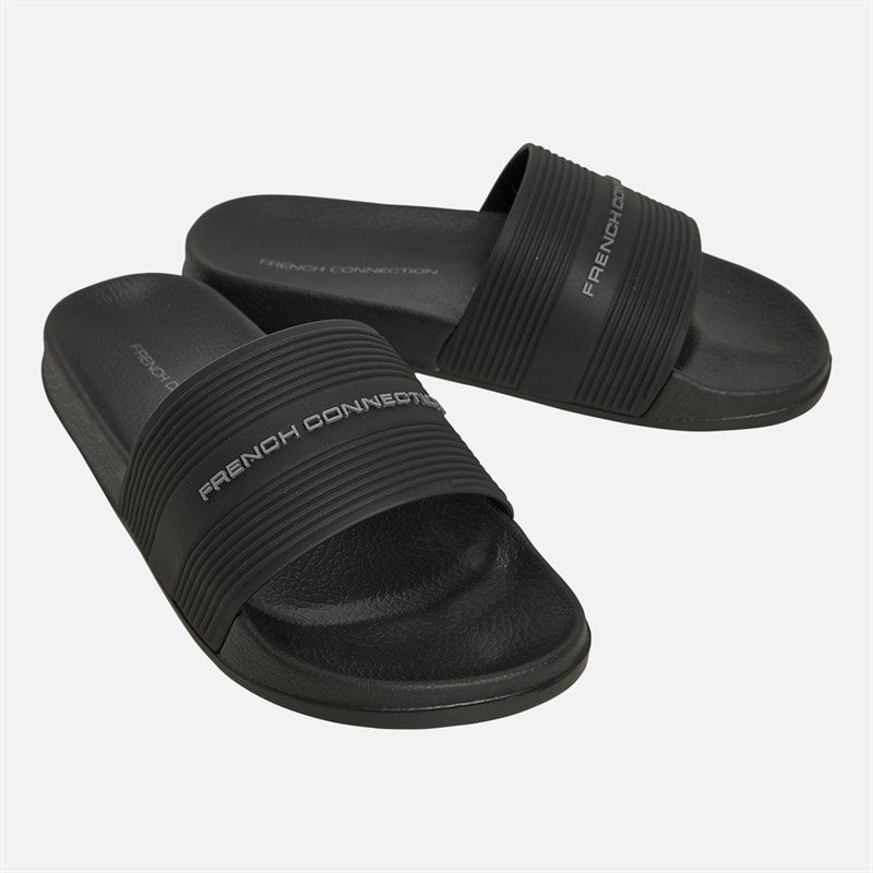 French Connection Slippers Jongens met bandjes Zwart - Afbeelding 1