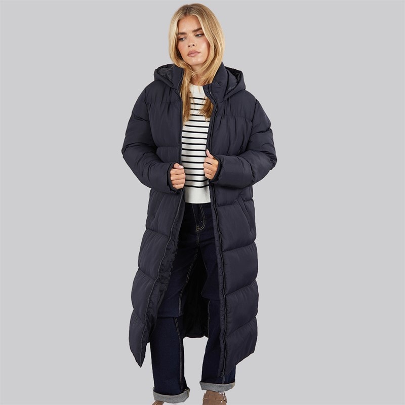 French Connection Lange Pufferjas voor Dames Middernachtblauw