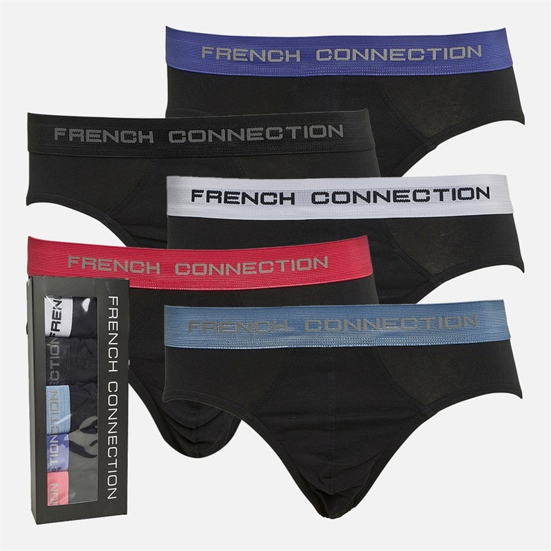 French Connection lot de 5 slips Homme FC FC4 Noir