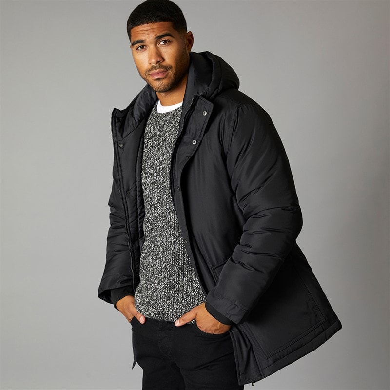French Connection Heren Parka Jas Zwart - Afbeelding 1