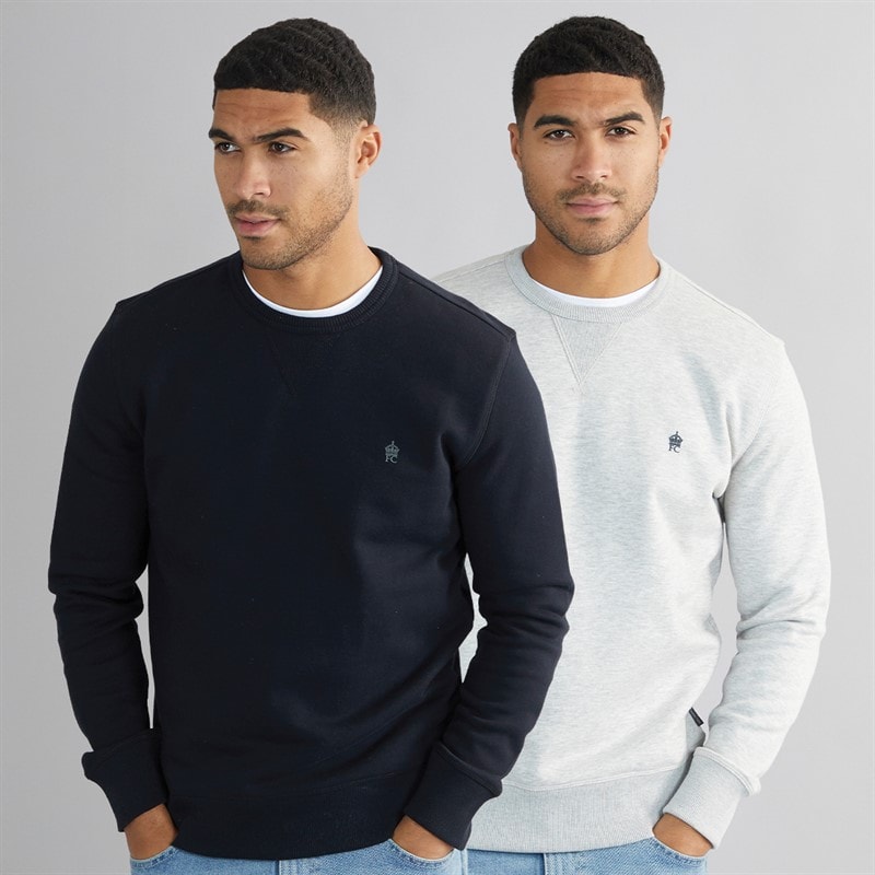 French Connection Pacquet Double sweatshirts ras du cou FC Homme Multi 3 - Marine/Gris Chiné Clair