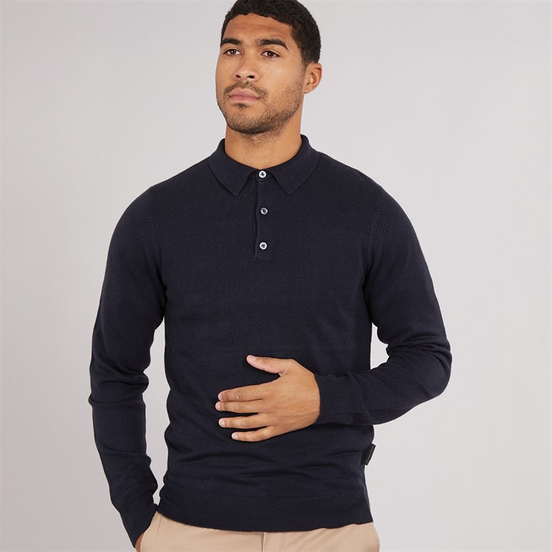 French Connection Heren Cash L/S Polo Shirt Marine - Afbeelding 1