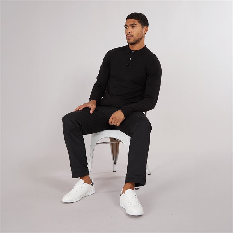 French Connection Heren Cash L/S Polo Shirt Zwart - Afbeelding 4