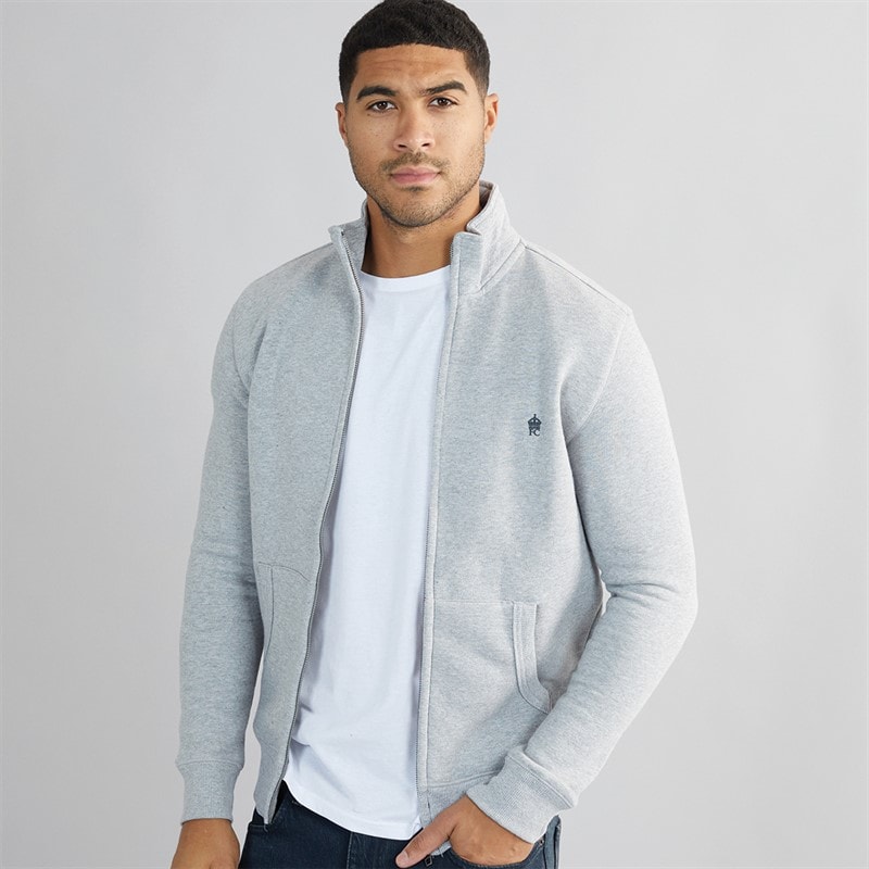 French Connection Sweat-Shirt Homme FC Entonnoir Gris Clair Chiné/Marine