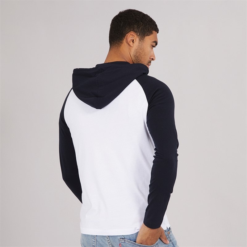 French Connection Heren Raglan Top Met Capuchon Wit / Marine - Afbeelding 2