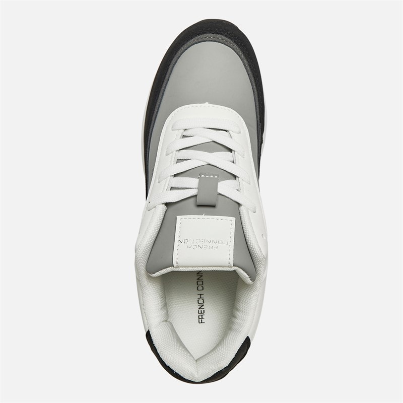 French Connection Junior Jongens Suède Blok Sneakers Wit / Zwart - Afbeelding 4