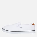 French Connection Heren FCUK Deck Instappers Canvas Sneakers Wit/Tan At Heel