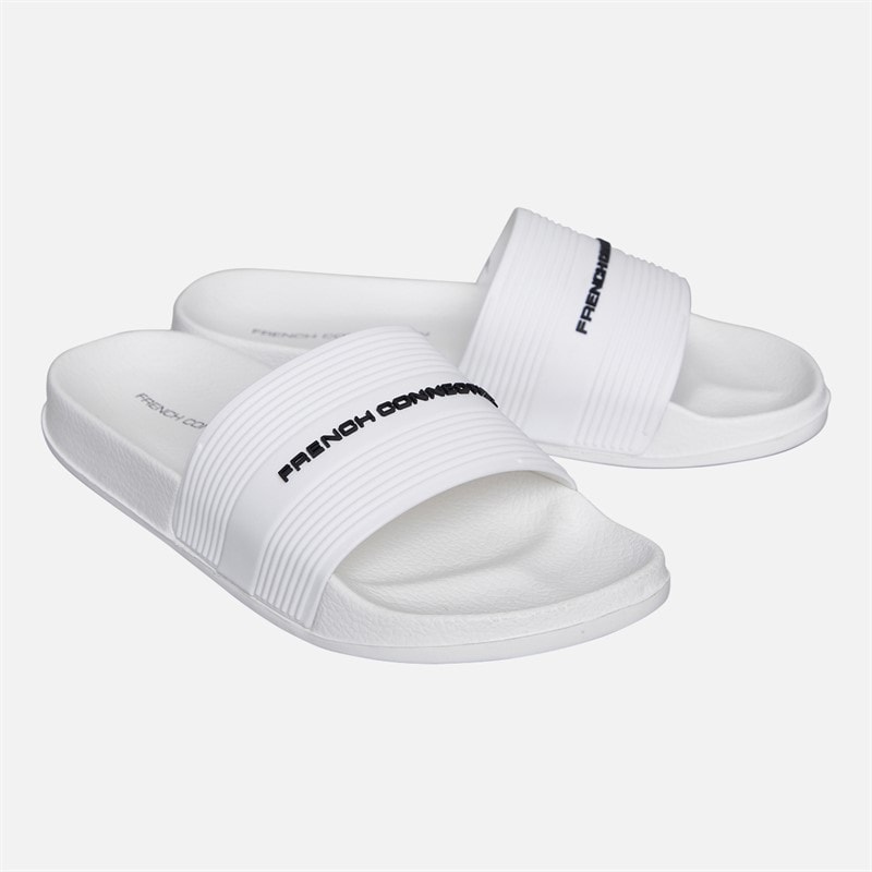 French Connection Jongens band slippers Wit/Black Logo