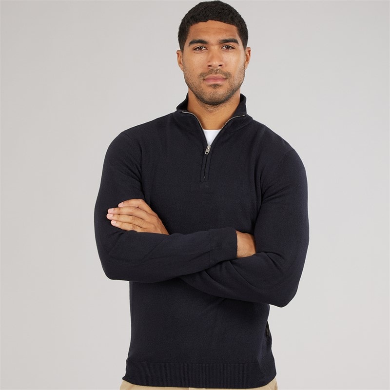French Connection Cash sweter zamkiem na 1/2 dla niego kolor Marine