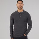 French Connection Polo à manches longues en cachemire Homme ange Charcoal Mel