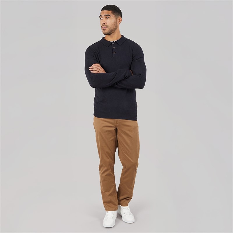 French Connection Polo à manches longues en cachemire Homme Marine - Image 3