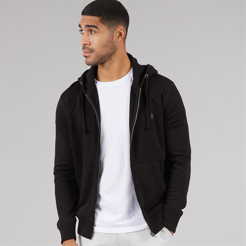 French Connection Herren FC Reißverschluss Hoodie Schwarz/Gunmetal