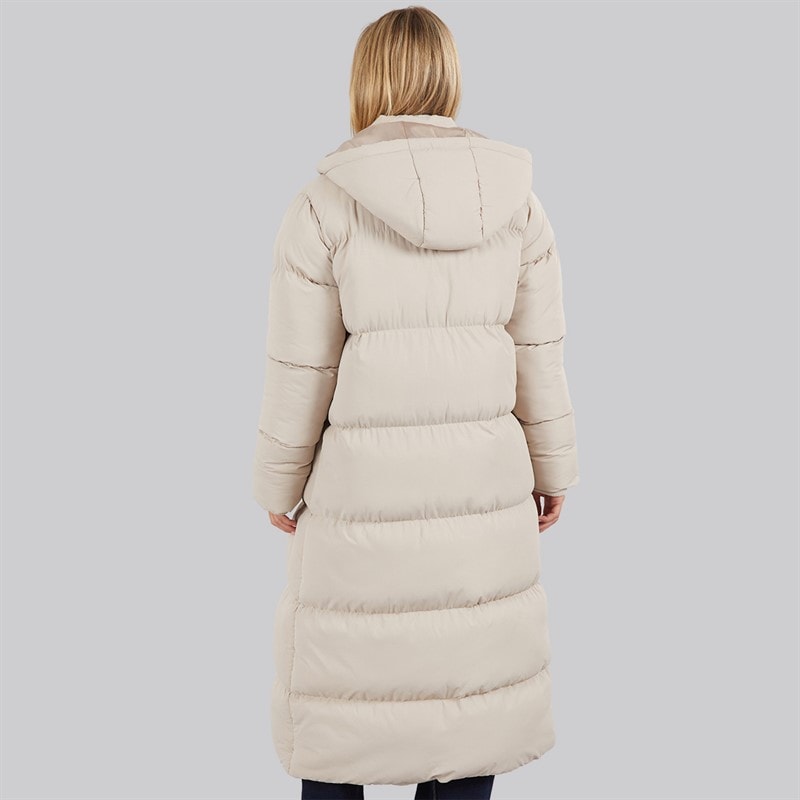 French Connection Dames Rij Lange Puffer Jas Light Taupe - Afbeelding 2