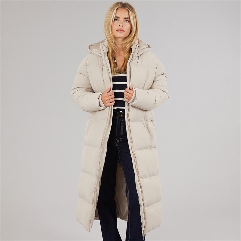 French Connection Dames Rij Lange Puffer Jas Light Taupe - Afbeelding 3