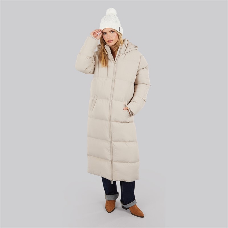 French Connection Dames Rij Lange Puffer Jas Light Taupe - Afbeelding 4