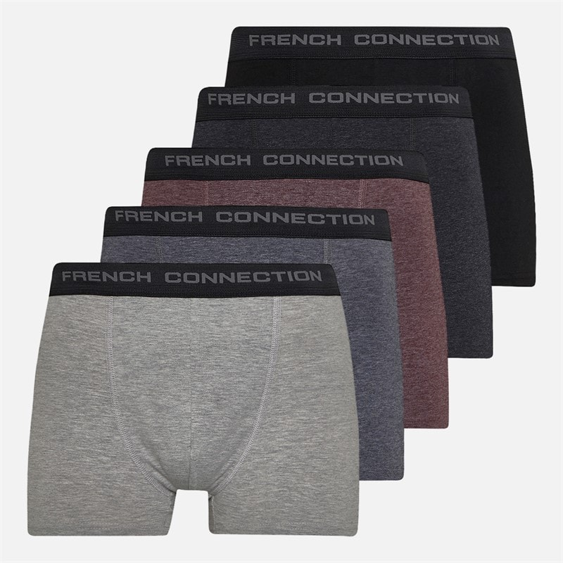 French Connection lot de 5 boxers FC Homme Fc71 Black/Charcoal Melange/Marine Melange/Chateaux Melange/Light Grey Melange - Image 1