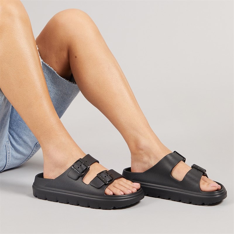 O'Neill Dames Zonsondergang Dubbele Gesp Slippers Zwart