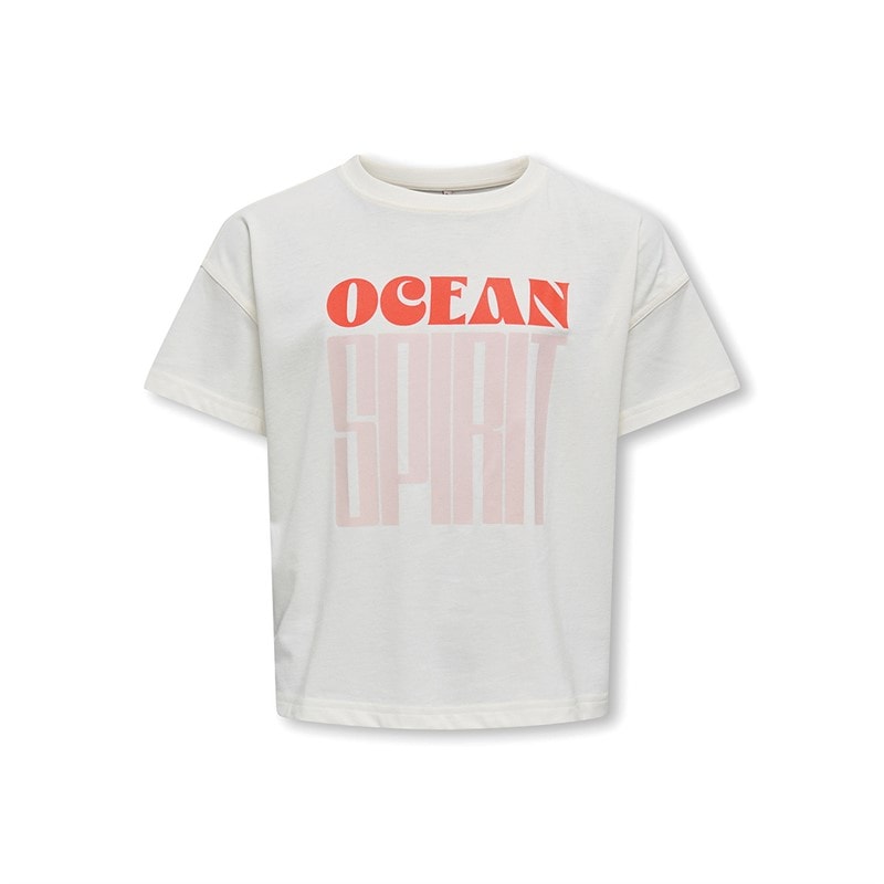 Only Meisjes Abelone Word Top Box T-Shirt Cloud Dancer Spirit - Afbeelding 1