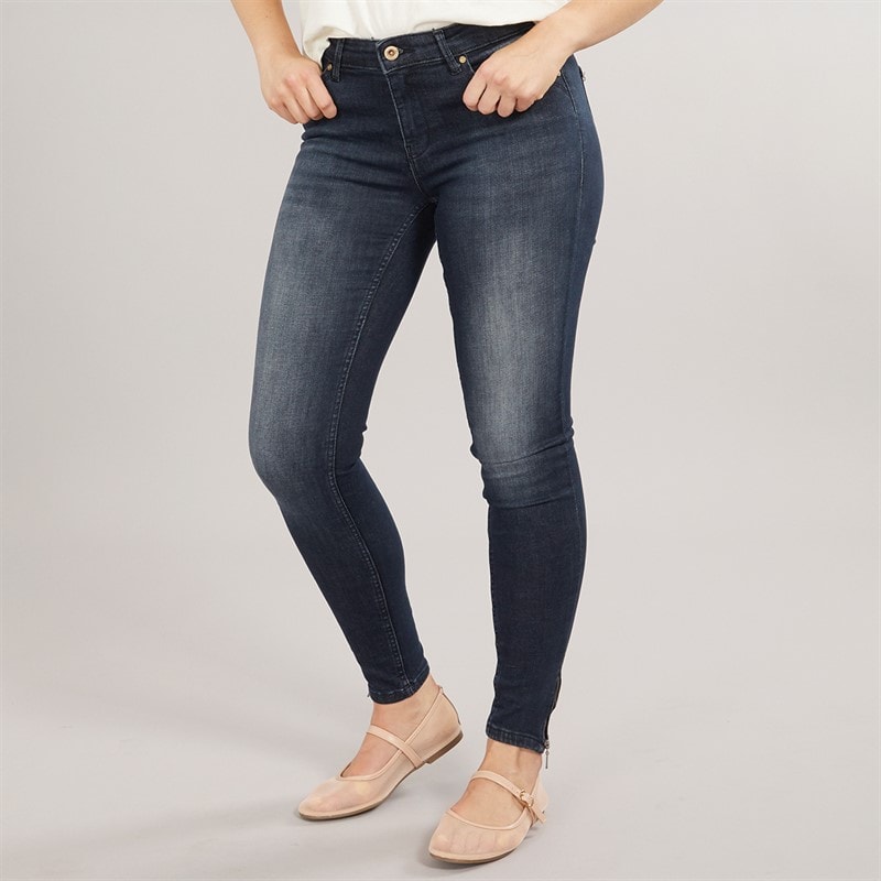 Only Dames Kendell Enkel Hoge Skinny Jeans Donker Blauw Denim