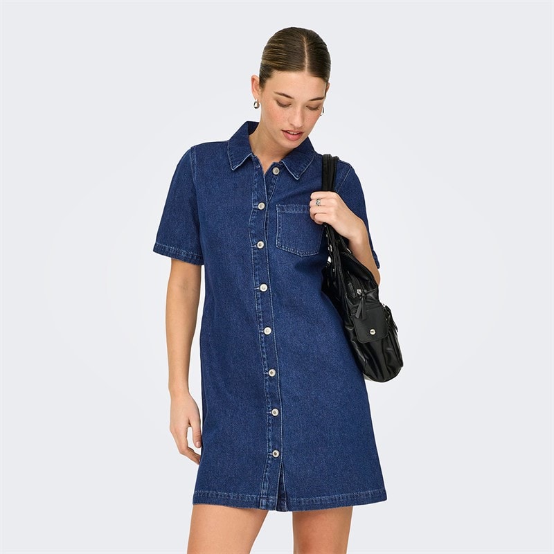 Only Dames denim jurk Dark Blue Denim