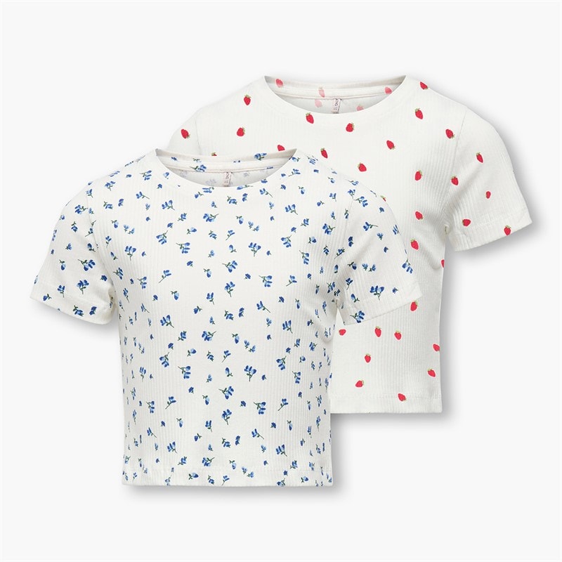 Only Meisjes Bella Set van 2 T-shirts Cloud Dancer