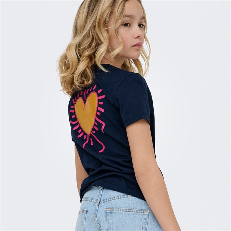 Only Meisjes Lany-nina T-shirt Navy Blazer - Afbeelding 2