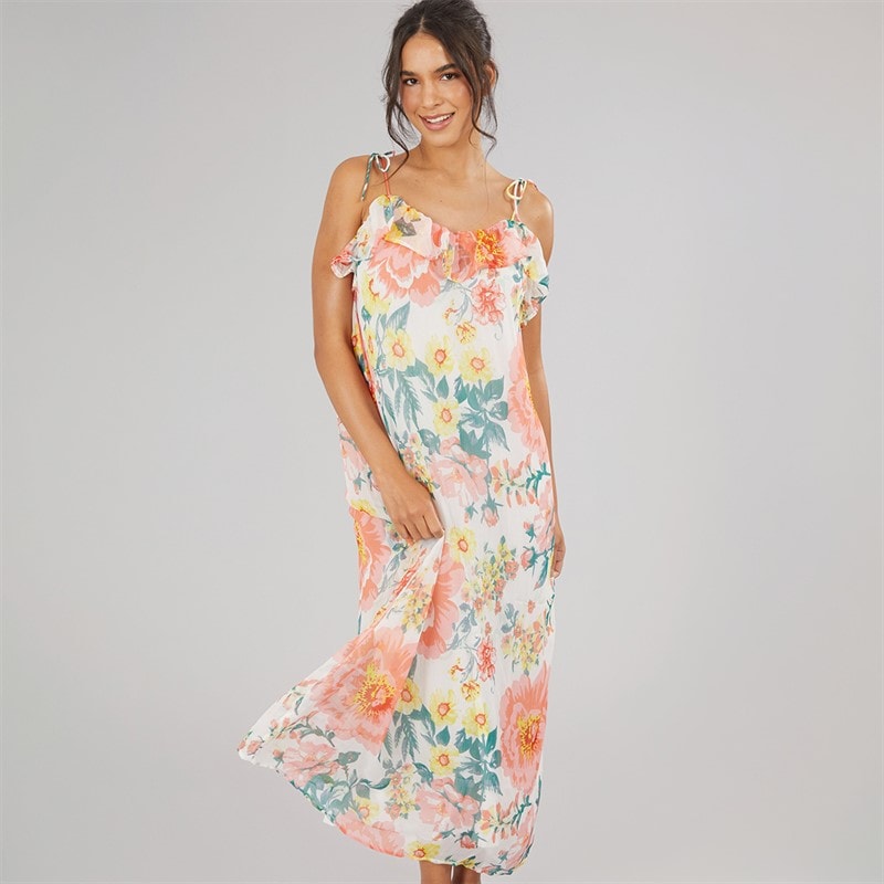 Only Damen Milla Träger Maxikleid Cloud Dancer Big Flowers - Bild 1