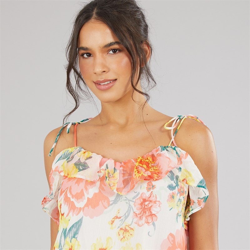 Only Damen Milla Träger Maxikleid Cloud Dancer Big Flowers - Bild 3