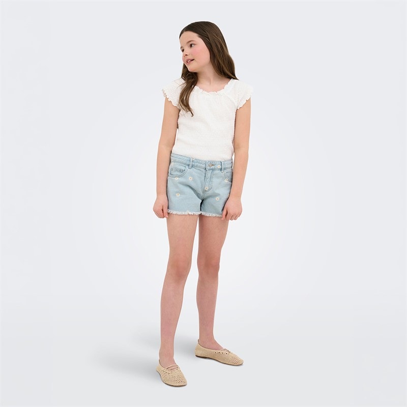 Only Shorts Robyn Marguerites Fille Light Blue Denim - Image 3