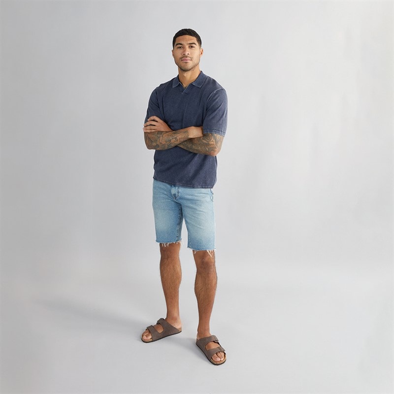 PRODUKT Heren James Gebreid Poloshirt Navy Blazer - Afbeelding 4