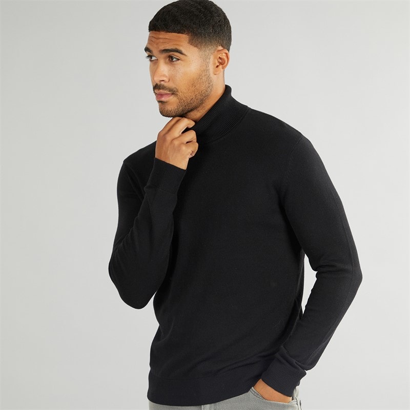 PRODUKT Heren Basic Knit Rol Kraag Trui Zwart - Afbeelding 1