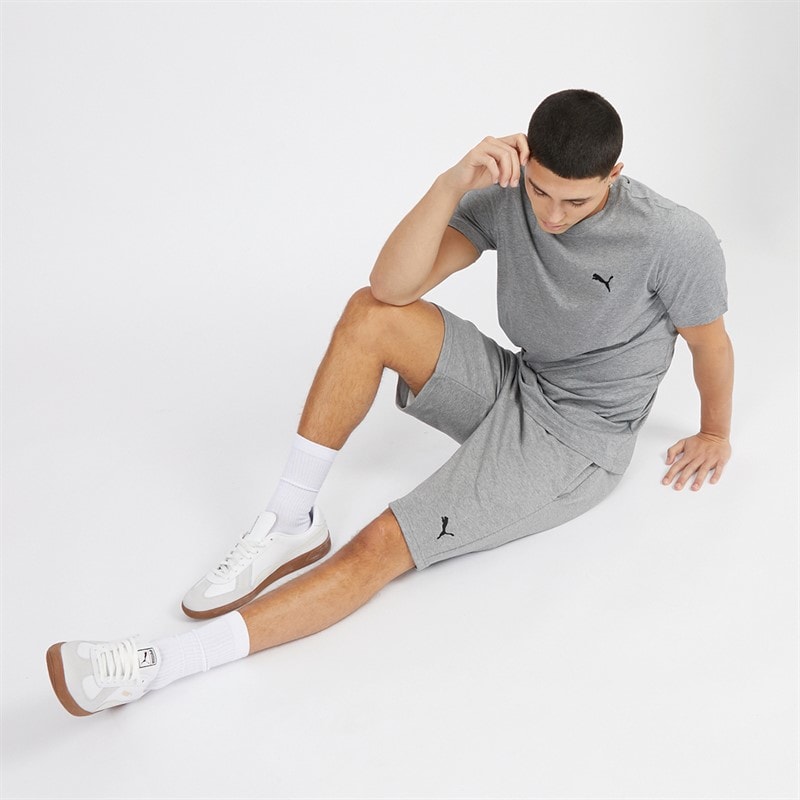 Puma Short en molleton homme, petit logo, Gris Chiné moyen - Image 3