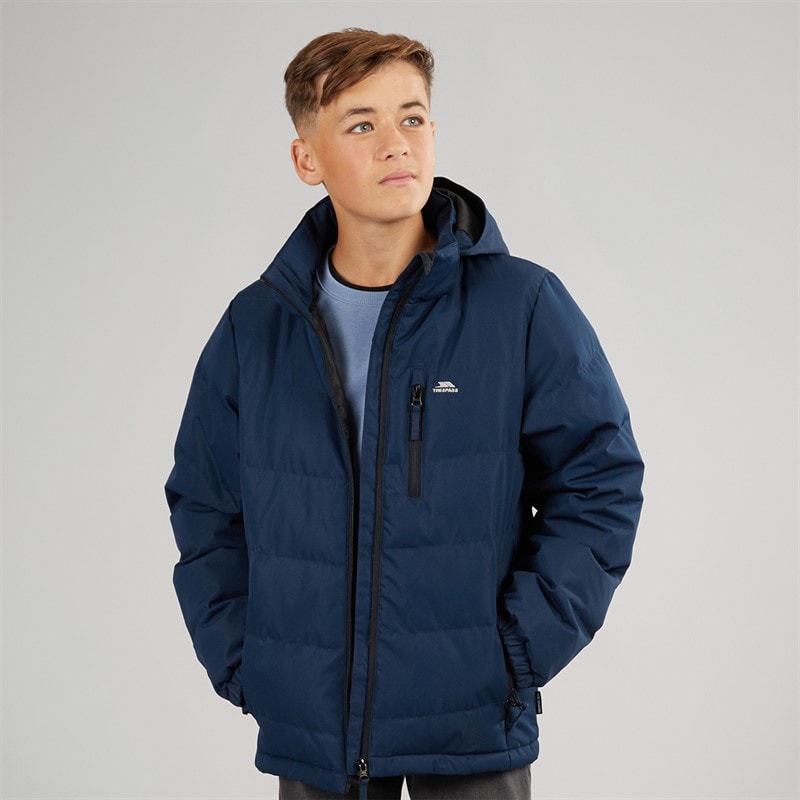 Trespass Veste Imperméable Rembourrée à Capuche Garçon Junior Figo Marine