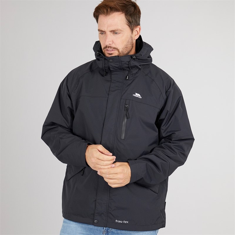 Trespass Heren Corvo Waterdichte Capuchon Shell Jas Zwart - Afbeelding 3