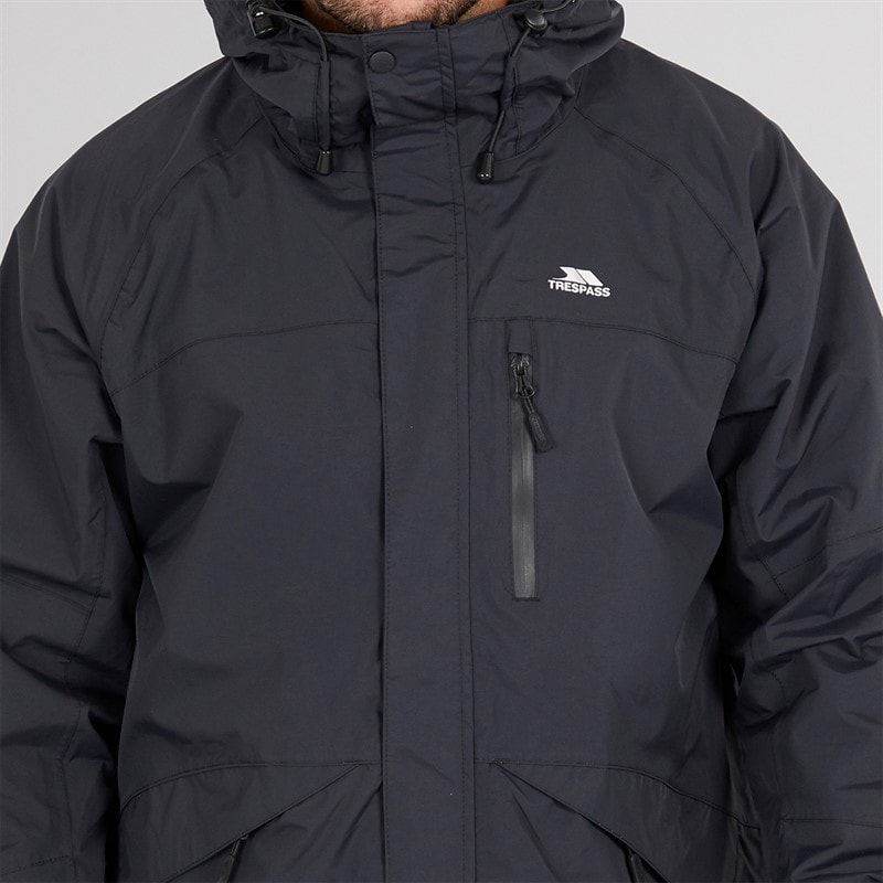 Trespass Heren Corvo Waterdichte Capuchon Shell Jas Zwart - Afbeelding 5