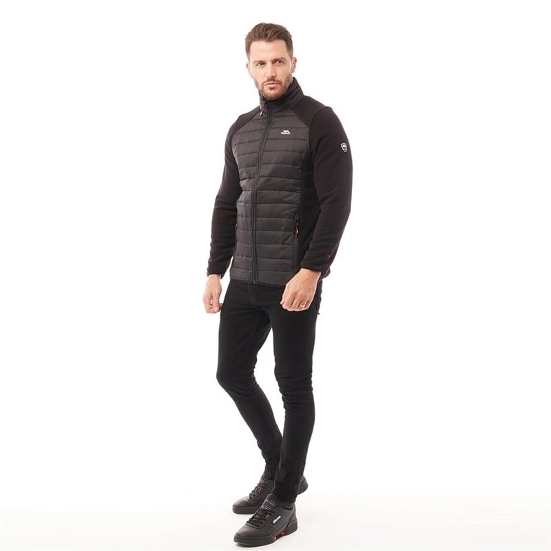 Trespass Heren Saunter Hybrid Gesteppte Jacke Schwarz - Afbeelding 4