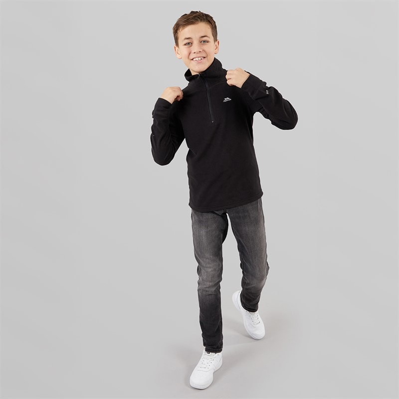 Trespass Junger Junge Masonville 1/2 Reißverschluss Micro Fleece Schwarz - Bild 4