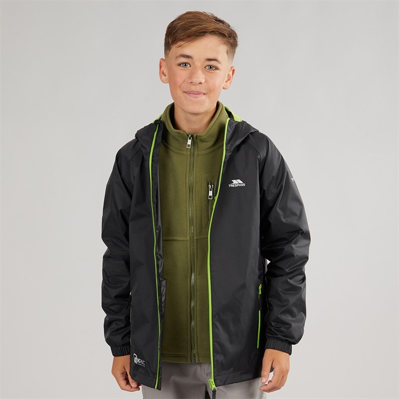 Trespass Veste Imperméable Qikpac Garçon Juniors Noire