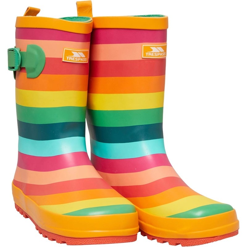 Trespass Junior Childrens Puddle Rainbow Printed Wellington Gummistiefel Mehrfarbige Streifen - Bild 1