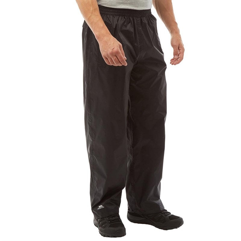 Trespass Herren Qikpac wasserdichte verpackbare Hosen Schwarz - Bild 1