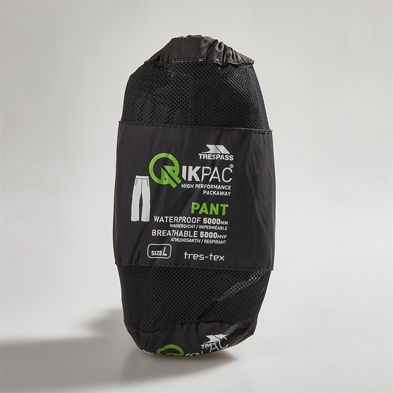 Trespass Herren Qikpac wasserdichte verpackbare Hosen Schwarz - Bild 4