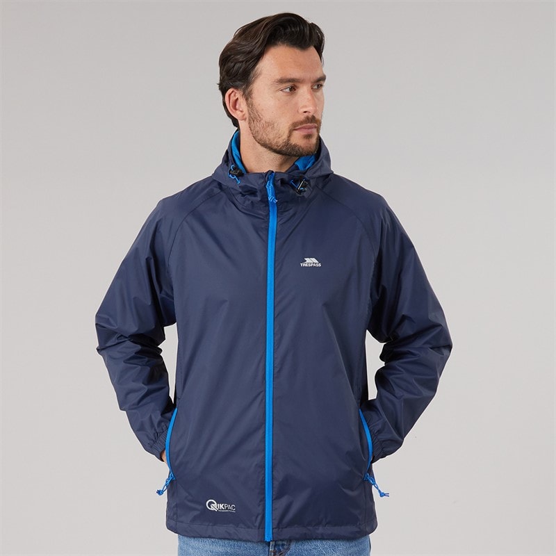 Trespass Herren Qikpac wasserdichte packbare Jacke Navy - Bild 3