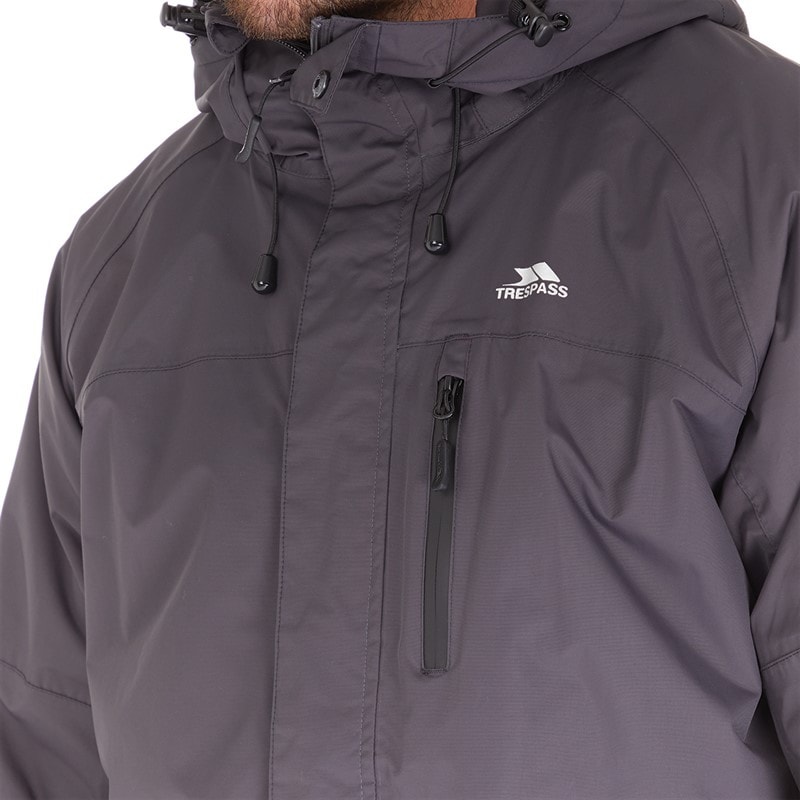 Trespass Heren Corvo Waterdichte Capuchon Shell Jas Dark Grey - Afbeelding 3