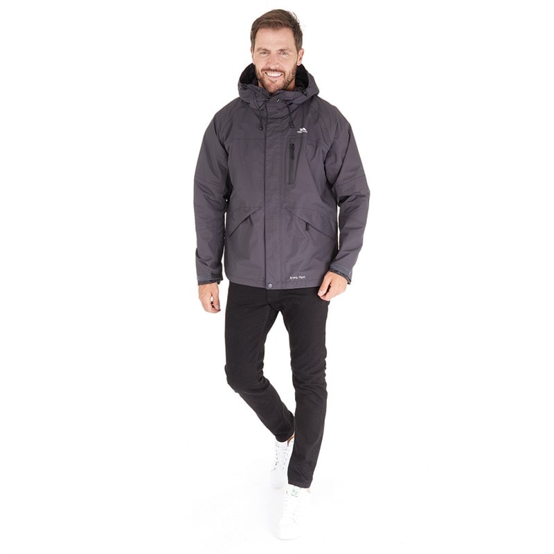 Trespass Heren Corvo Waterdichte Capuchon Shell Jas Dark Grey - Afbeelding 4