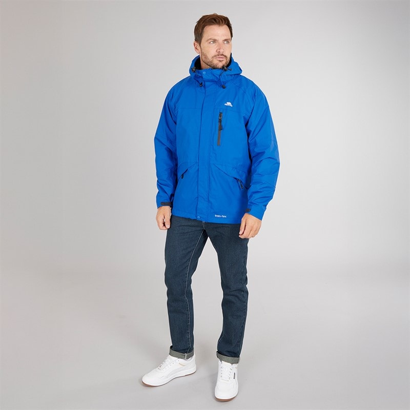 Trespass Heren Corvo Waterdichte Capuchon Shell Jas Blauw - Afbeelding 4